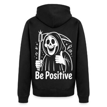 Dessin animé de la Faucheuse Soyez Positif - Veste à capuche bio Premium Unisexe - noir - Dos - Nico (187cm)