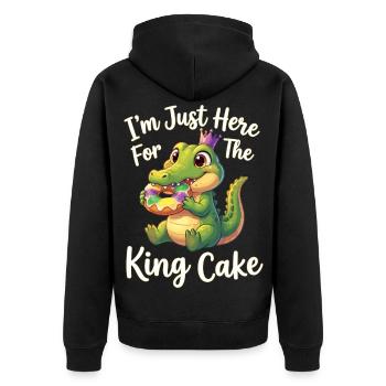 King Cake Mardi Gras Aligator - Unisex Premium Bio Zip Hoodie - Schwarz - Hinten - Nico (187cm)