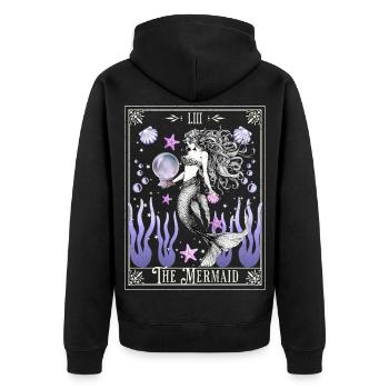 Das Mystische Tarot der Meerjungfrau - Unisex Premium Bio Zip Hoodie - Schwarz - Hinten - Nico (187cm)