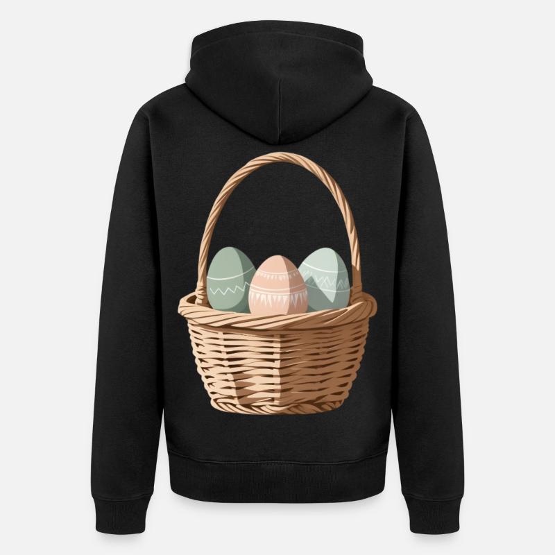 Œufs pastel dans un panier - Veste à capuche bio Premium Unisexe - noir