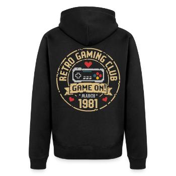 Mars 1981 Cadeau d’anniversaire Mars 1981 Né - Veste à capuche bio Premium Unisexe - noir - Dos - Nico (187cm)