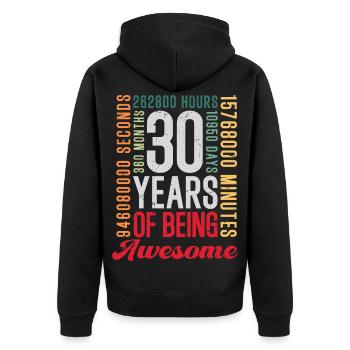 30 Jahre Geburtstag - Unisex Premium Bio Zip Hoodie - Schwarz - Hinten - Nico (187cm)