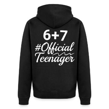 Adolescent officiel – Enfin 13 ans de design - Veste à capuche bio Premium Unisexe - noir - Dos - Nico (187cm)