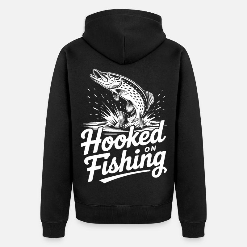 Accro à la pêche - Veste à capuche bio Premium Unisexe - noir