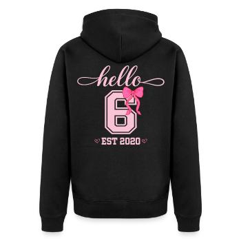 Hello 6 Est 2020 Mädchen Geburtstag Design - Unisex Premium Bio Zip Hoodie - Schwarz - Hinten - Nico (187cm)