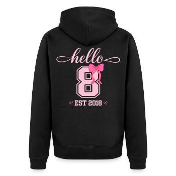Bonjour 8 Est 2018 Girl Birthday Design - Veste à capuche bio Premium Unisexe - noir - Dos - Nico (187cm)