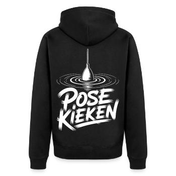 Angler Pose Design - Unisex Premium Organic Zip Hoodie - black - Back - Nico (187cm)