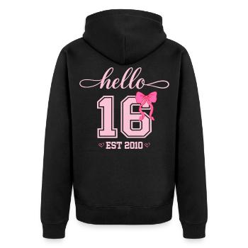 Hello 16 Est 2010 Mädchen Geburtstag Design - Unisex Premium Bio Zip Hoodie - Schwarz - Hinten - Nico (187cm)