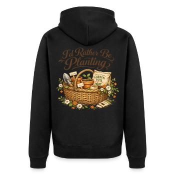 I Prefer Gardening Passion Vintage Garden - Unisex Premium Organic Zip Hoodie - black - Back - Nico (187cm)