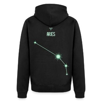 Widder, Sternstern, Sternbild Pastellgrün - Unisex Premium Bio Zip Hoodie - Schwarz - Hinten - Nico (187cm)