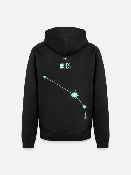 Widder, Sternstern, Sternbild Pastellgrün - Unisex Premium Bio Zip Hoodie - Schwarz