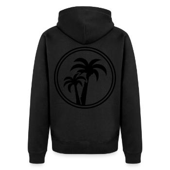 palme symbol - Unisex Premium Bio Zip Hoodie - Schwarz - Hinten - Nico (187cm)