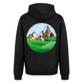 Berge Natur - Unisex Premium Bio Zip Hoodie - Schwarz - Hinten - Nico (187cm)