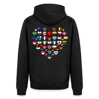Earth Day Welt Länder Flagge in Herzform - Unisex Premium Bio Zip Hoodie - Schwarz - Hinten - Nico (187cm)