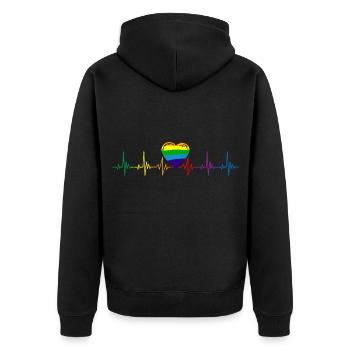 LGBTQ Battements de coeur Gay Gay - Veste à capuche bio Premium Unisexe - noir - Dos - Nico (187cm)