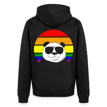 Schwuler Panda - Unisex Premium Bio Zip Hoodie - Schwarz - Hinten - Nico (187cm)