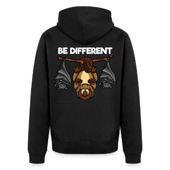 Be Different Biber und Fledermäuse - Unisex Premium Bio Zip Hoodie - Schwarz - Hinten - Nico (187cm)