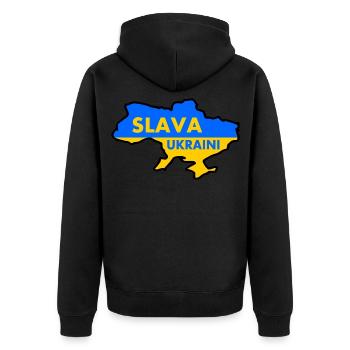 Slava ukraini - Unisex Premium Bio Zip Hoodie - Schwarz - Hinten - Nico (187cm)