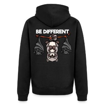 Be Different Waschbär und Fledermäuse - Unisex Premium Bio Zip Hoodie - Schwarz - Hinten - Nico (187cm)