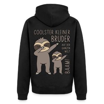 Bääm - Coolster kleiner Bruder auf der ganzen Welt - Unisex Premium Bio Zip Hoodie - Schwarz - Hinten - Nico (187cm)