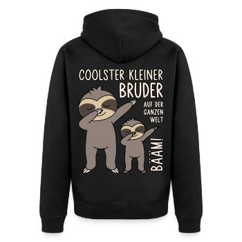 Coolster kleiner Bruder auf der ganzen Welt - Bääm - Unisex Premium Bio Zip Hoodie - Schwarz - Hinten - Nico (187cm)