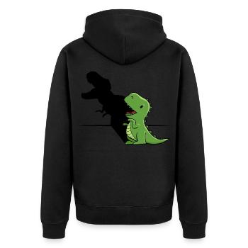 T Rex Shadow TRex With Screaming Shadow - Unisex Premium Bio Zip Hoodie - Schwarz - Hinten - Nico (187cm)