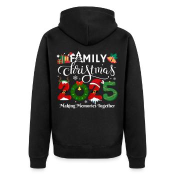 Frohe Weihnachten - Unisex Premium Bio Zip Hoodie - Schwarz - Hinten - Nico (187cm)