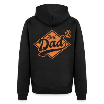 Best Dad Father 2 Kids Double Dad Gift - Unisex Premium Organic Zip Hoodie - black - Back - Nico (187cm)