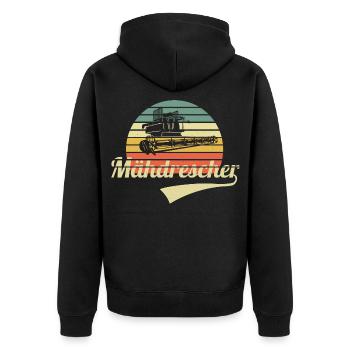 Mähdrescher Retro - Unisex Premium Bio Zip Hoodie - Schwarz - Hinten - Nico (187cm)