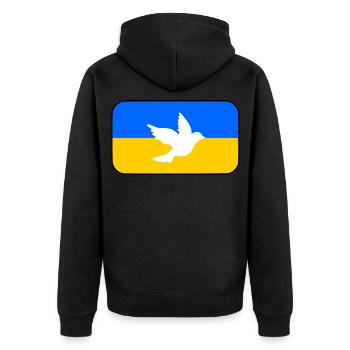 Ukraine - Unisex Premium Bio Zip Hoodie - Schwarz - Hinten - Nico (187cm)