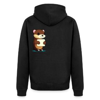 Loutre d’anime kawaii mignonne avec un signe - Veste à capuche bio Premium Unisexe - noir - Dos - Nico (187cm)