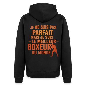 Pas parfait boxeur idée cadeau Boxe Humour Sport - Veste à capuche bio Premium Unisexe - noir - Dos - Nico (187cm)