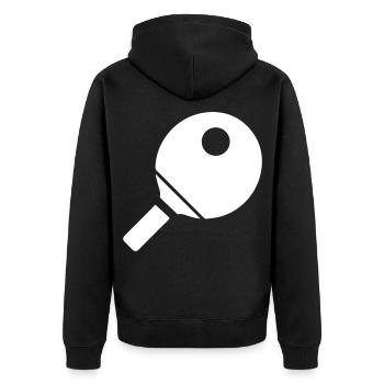 Tischtennis Ping pong - Unisex Premium Bio Zip Hoodie - Schwarz - Hinten - Nico (187cm)