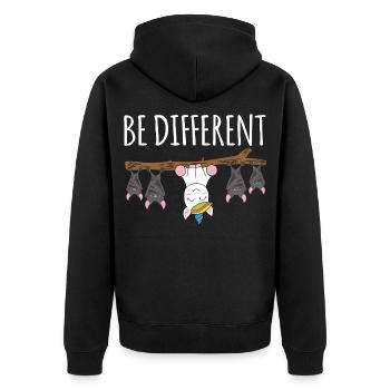 Soyez différent Licorne avec des chauves-souris - Veste à capuche bio Premium Unisexe - noir - Dos - Nico (187cm)