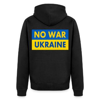 No war - Unisex Premium Organic Zip Hoodie - black - Back - Nico (187cm)