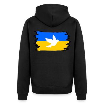 Ukraine - Unisex Premium Bio Zip Hoodie - Schwarz - Hinten - Nico (187cm)