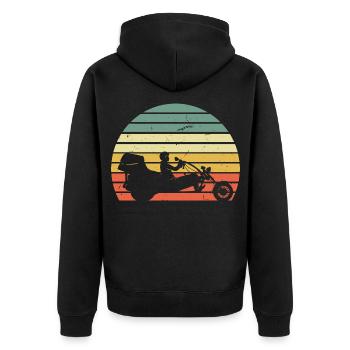 Ride Trike Retro - Unisex Premium Bio Zip Hoodie - Schwarz - Hinten - Nico (187cm)