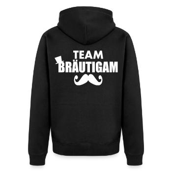 Team bräutigam - Unisex Premium Bio Zip Hoodie - Schwarz - Hinten - Nico (187cm)