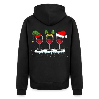 Weinglas Weihnachtsmütze Weintrinker Xmas - Unisex Premium Bio Zip Hoodie - Schwarz - Hinten - Nico (187cm)