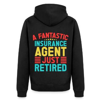 Insurance Agent Just Retired Funny Insurance - Unisex Premium Bio Zip Hoodie - Schwarz - Hinten - Nico (187cm)