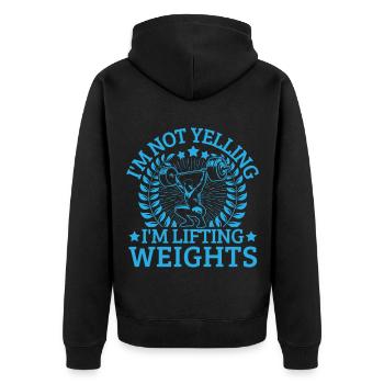 Fitness Motivation Bodybuilder Not Yelling Lifting - Unisex Premium Organic Zip Hoodie - black - Back - Nico (187cm)
