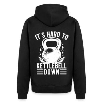 Gym Junkies It´s Hard To Kettlebell Calisthenics - Unisex Premium Bio Zip Hoodie - Schwarz - Hinten - Nico (187cm)
