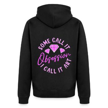 Diamond Painting Artist Some Call It Obsession - Unisex Premium Bio Zip Hoodie - Schwarz - Hinten - Nico (187cm)