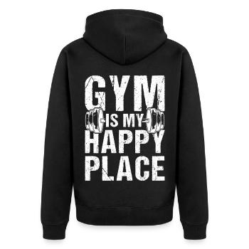 Powerlifting Bodybuilder Gym est ma salle de sport Happy Place - Veste à capuche bio Premium Unisexe - noir - Dos - Nico (187cm)