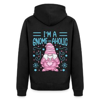 Garden Gnome Costume I ́m A Gnome-Aholic Gnome - Unisex Premium Organic Zip Hoodie - black - Back - Nico (187cm)
