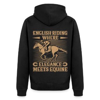 Hobby English Horse Rider Elegance Meets Equine - Unisex Premium Bio Zip Hoodie - Schwarz - Hinten - Nico (187cm)