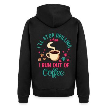 Diamond Painting Artist Stop Drill Run Coffee - Unisex Premium Bio Zip Hoodie - Schwarz - Hinten - Nico (187cm)