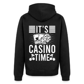 Casino Gambler It´s Casino Time Gambling - Unisex Premium Bio Zip Hoodie - Schwarz - Hinten - Nico (187cm)