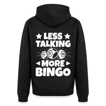 Joueur de bingo Moins parler Plus de bingo - Veste à capuche bio Premium Unisexe - noir - Dos - Nico (187cm)