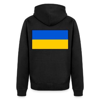 Ukraine - Unisex Premium Organic Zip Hoodie - black - Back - Nico (187cm)